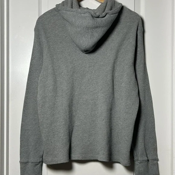 Polo Ralph Lauren Gray Waffle Knit Signature Emroidered Pony Logo Pocket Hoodie - Picture 2 of 2